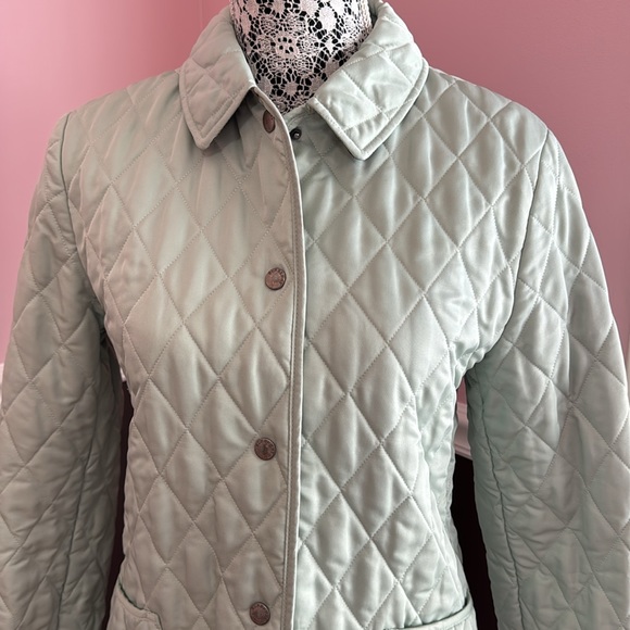 Lightly Worn Burberry Quilted Jacket With Snaps, Authentic Mint Green, S - Picture 2 of 11